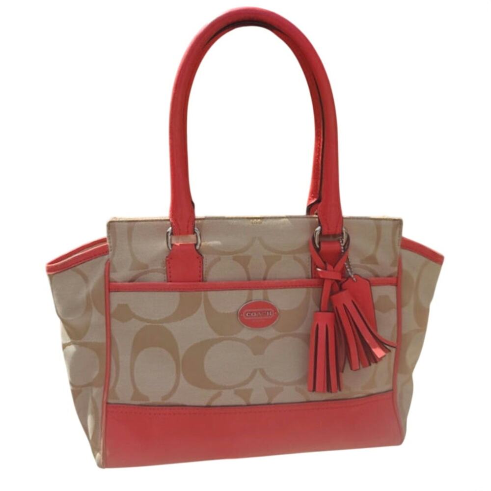 Vintage Coach Coral red Candace tote
